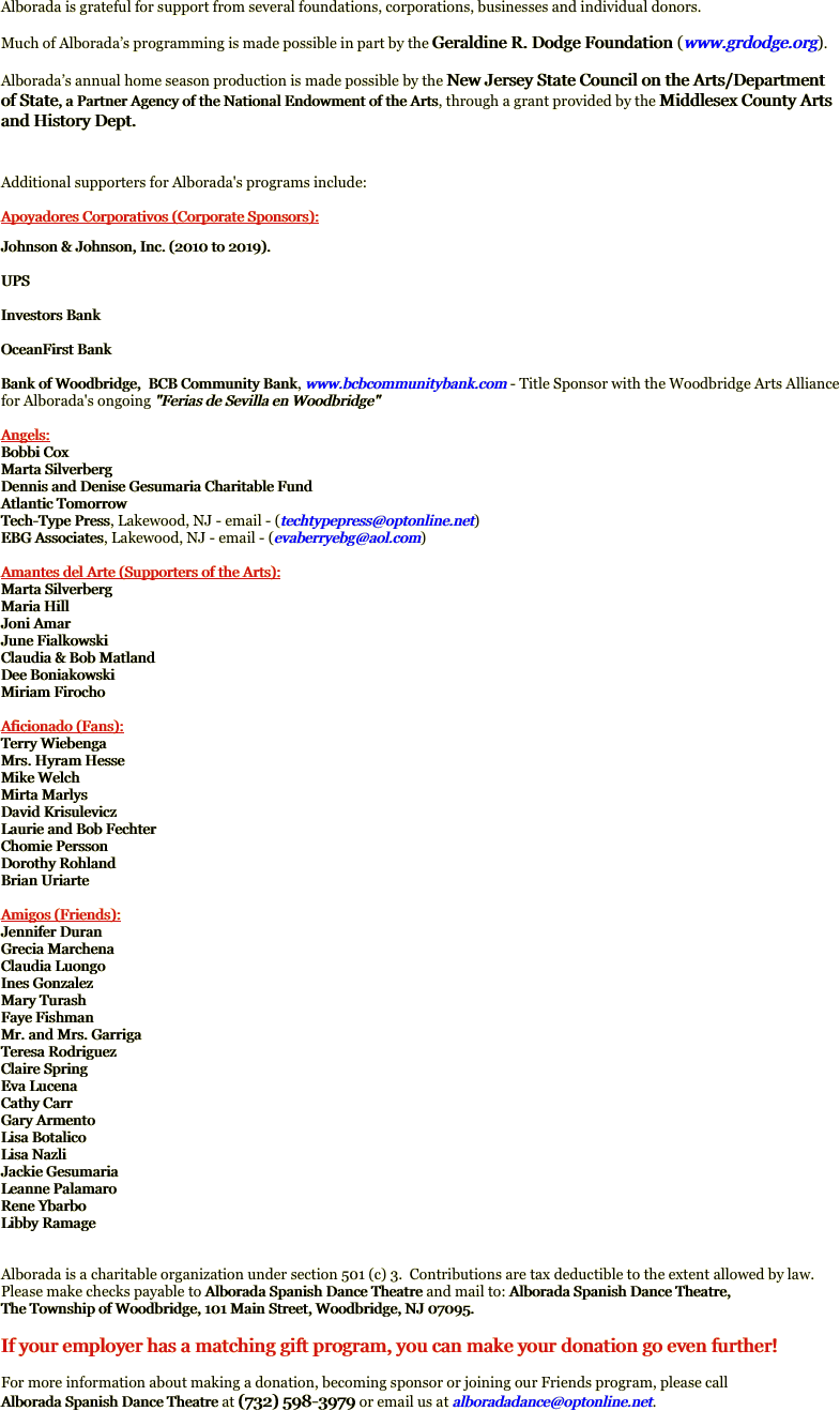 Alborada is grateful for support